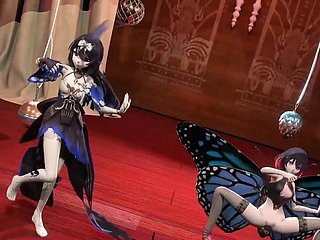 2 Sexy Girls Blinking + Coitus With Insect (3D HENTAI)