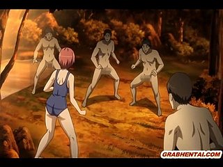 hentai Vergini vestment da bagno caldo gangbang